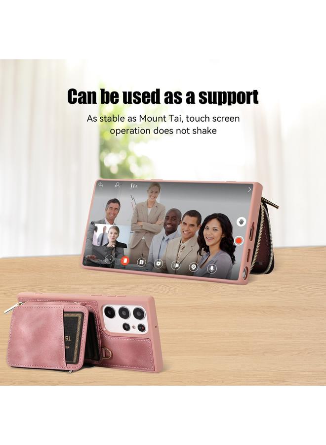 erorex Case For Samsung Galaxy S22 Ultra 5G Zipper Card Bag Back Cover Phone Case - Image 4