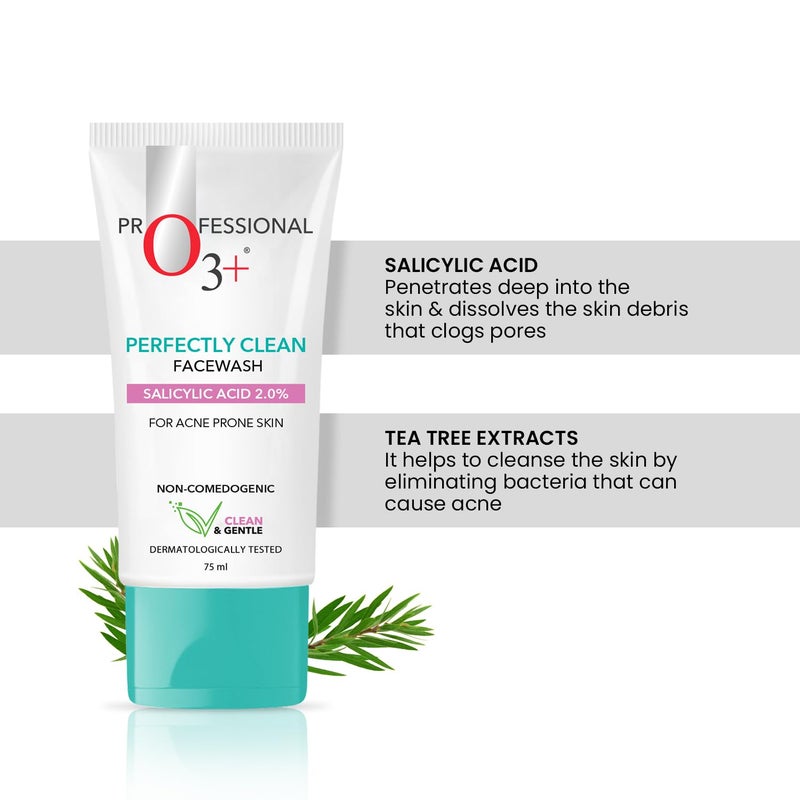O3 Perfectly Clean Face Wash With Salicylic Acid 2 For Acne Prone Skin 75ml - Image 5