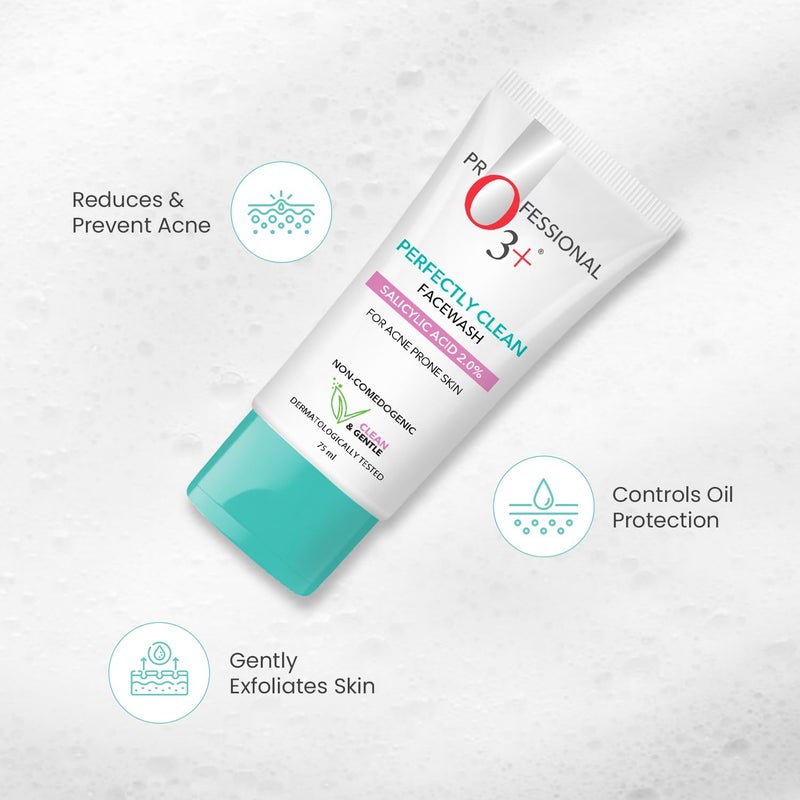 O3 Perfectly Clean Face Wash With Salicylic Acid 2 For Acne Prone Skin 75ml - Image 4