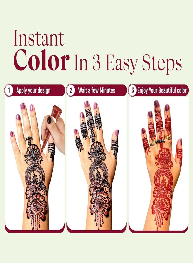 Prem Dulhan Hand Designing | instant Color cone for Hands | for Fast & Dark Colour | Long Lasting | For Men Women | 12 Pieces of 25gm | Fast Red Colour Cone - 300 GRM (Red) - Image 4