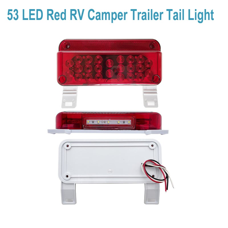 VINAUO Trailer Light Kit 2-Pack, LED RV Camper Tail Lights â€” IP67 Waterproof 12V, 4-in-1 Stop Brake Turn Signal with License Plate Light, Surface Mount, Left & Right for Trailer Truck RV Camper Snowmobile - Image 2