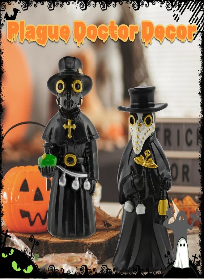 Exasinine Plague Doctor Figurines Hand-Painted Resin Collectibles for Halloween Decorations Indoor Gothic Decor Spooky Crow Statues for Haunted House Halloween Table Decorations - Image 3