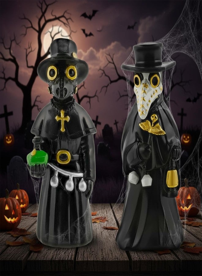 Exasinine Plague Doctor Figurines Hand-Painted Resin Collectibles for Halloween Decorations Indoor Gothic Decor Spooky Crow Statues for Haunted House Halloween Table Decorations - Image 5