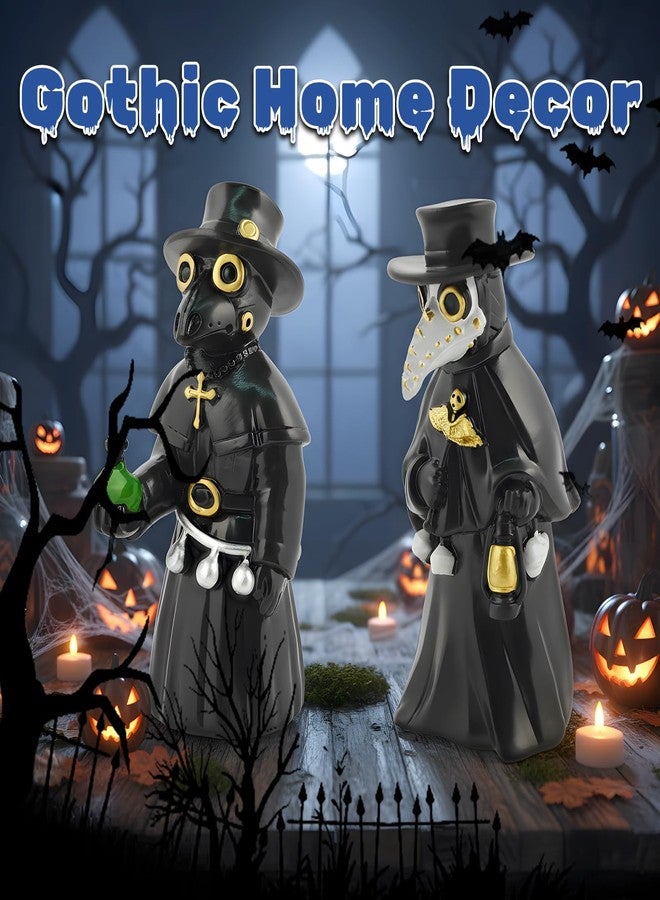 Exasinine Plague Doctor Figurines Hand-Painted Resin Collectibles for Halloween Decorations Indoor Gothic Decor Spooky Crow Statues for Haunted House Halloween Table Decorations - Image 4