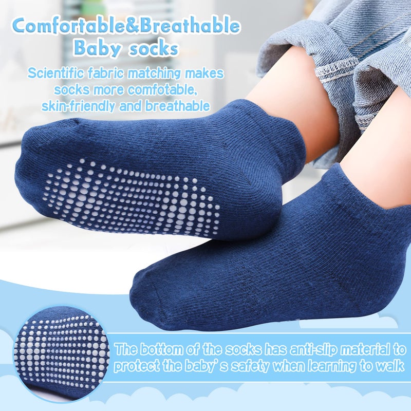 HYzgb Toddler Boys Socks 1T 2T 3T 12 Pairs Baby Socks 12-18-24 Months Cotton Ankle Socks with Non Skid Grips for Toddler 1-2-3 Years Old Birthday Gift for Baby Assorted Colors - Image 4