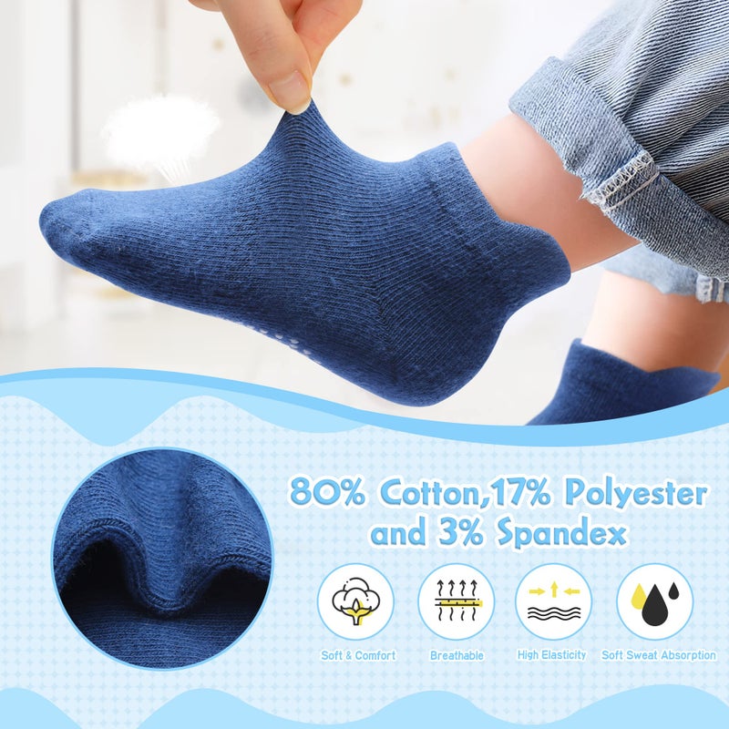HYzgb Toddler Boys Socks 1T 2T 3T 12 Pairs Baby Socks 12-18-24 Months Cotton Ankle Socks with Non Skid Grips for Toddler 1-2-3 Years Old Birthday Gift for Baby Assorted Colors - Image 5