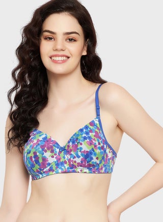 Floral Print Plunge Neck Bra