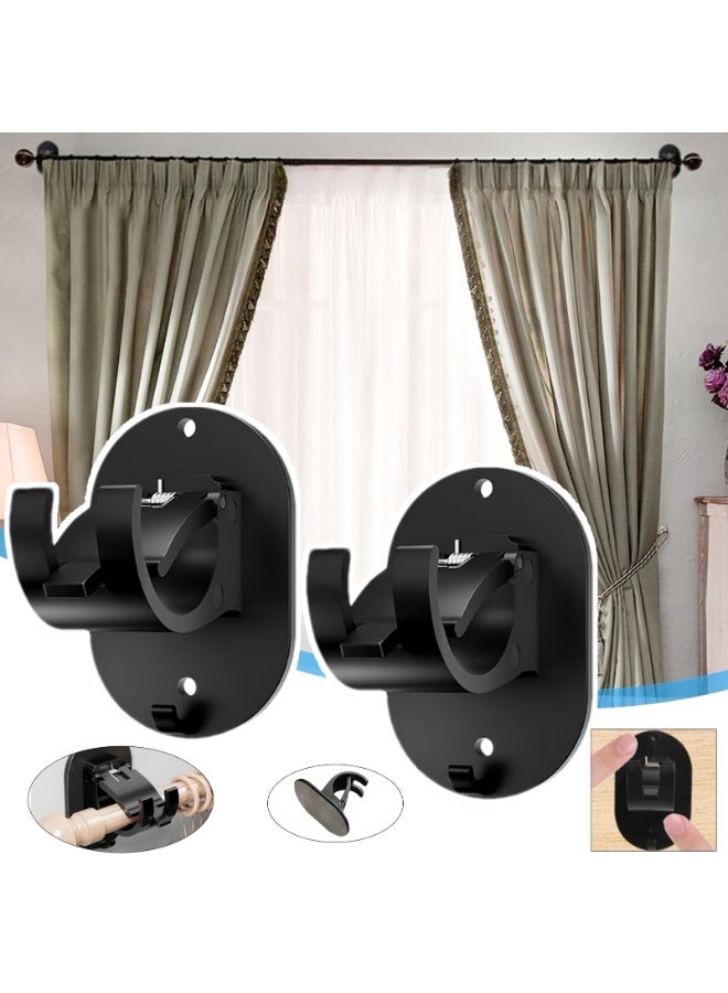 2pcs Self-Adhesive Vintage Style Curtain Rod Holders | No-Drill, Easy Install, Plastic Brackets for Bathroom & Kitchen Curtains, Apartment Essentials - Image 2