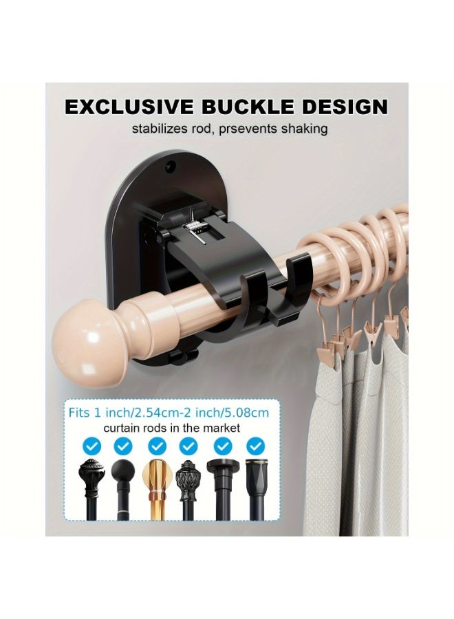 2pcs Self-Adhesive Vintage Style Curtain Rod Holders | No-Drill, Easy Install, Plastic Brackets for Bathroom & Kitchen Curtains, Apartment Essentials - Image 5