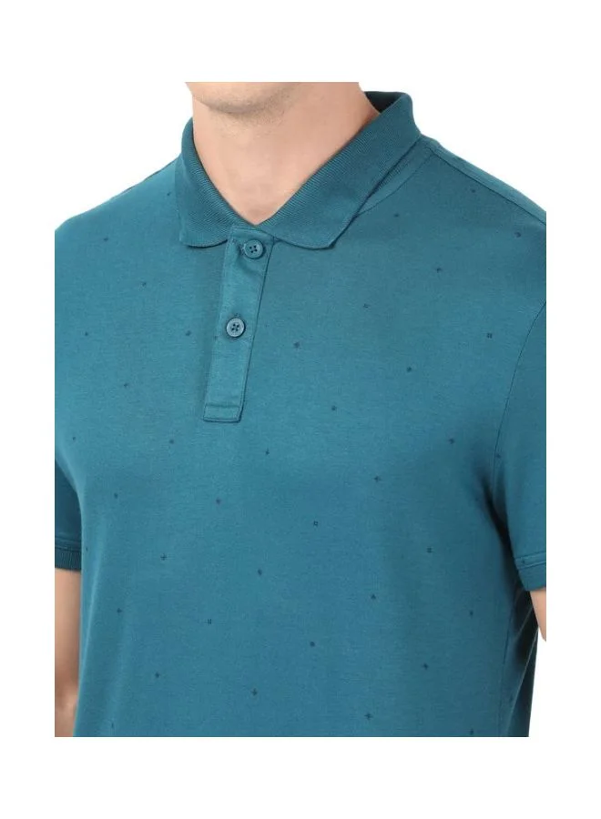 Jockey Blue Coral IM16 Men Tencel Micro Modal and Cotton Blend Printed Half Sleeve Polo T Shirt for Men | Best Price UAE