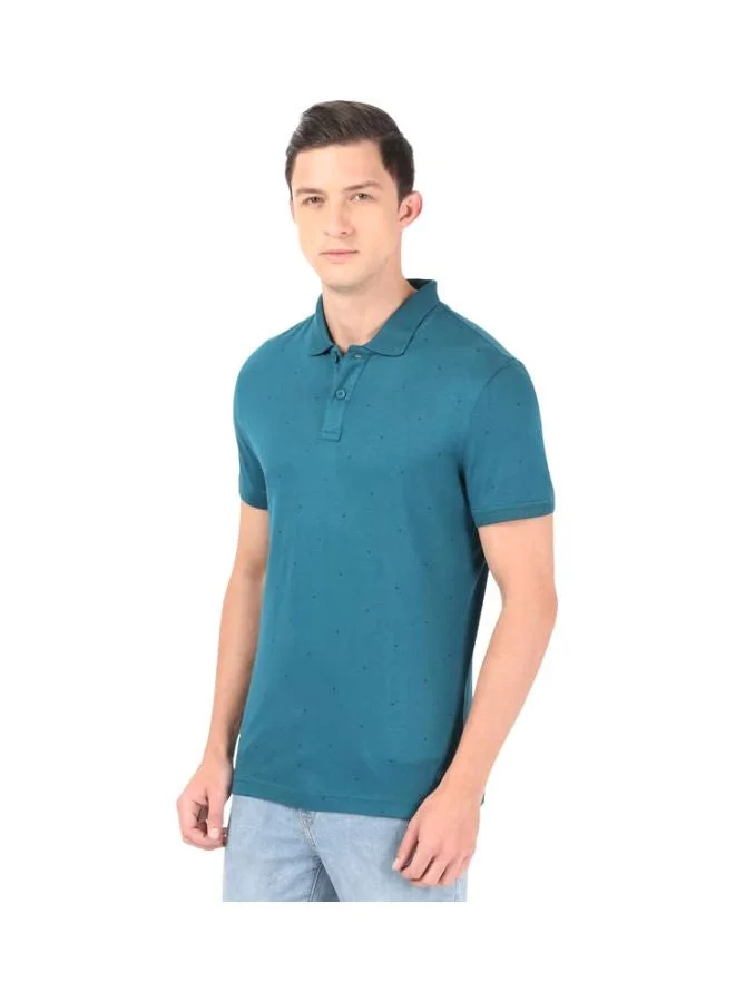 Jockey Blue Coral IM16 Men Tencel Micro Modal and Cotton Blend Printed Half Sleeve Polo T Shirt for Men | Best Price UAE