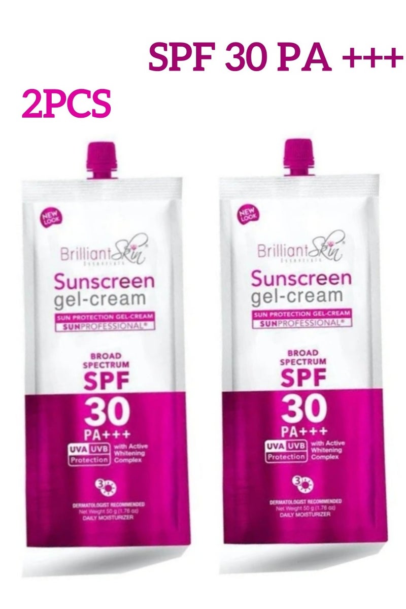 بريليانت سكين 2 قطعة كريم جيل الحماية من الشمس - طيف واسع SPF30 PA+++ | خفيف الوزن، غير دهني ومُرطب​