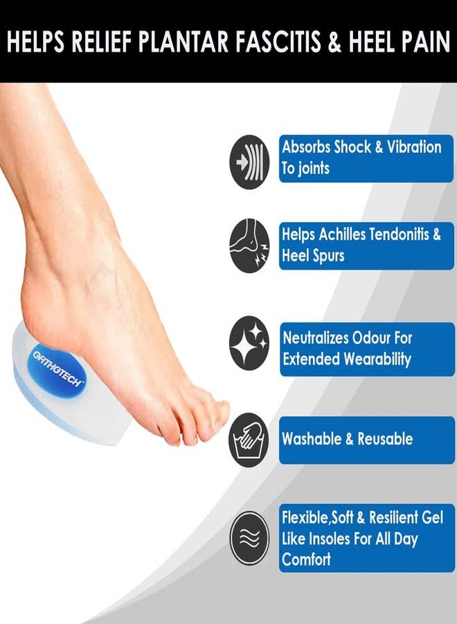 Orthotech 1 Pair Silicon Heel Pads for Heel Pain Relief | Gel Heel Cups | Soft Cushioning for Foot Pain Relief | Shock Absorption Insoles for Comfort and Support - Image 2