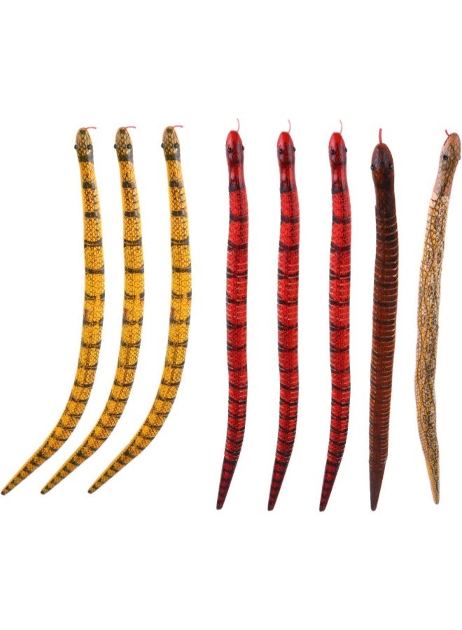 klarako 8Pcs Realistic Snake Toys Wooden Wiggly Snakes Flexible Jointed Lifelike Snakes Wild Life Toys Fake Snake Toy Wood Snake Figure for Halloween Decor Prank Props Random Color  - Image 1