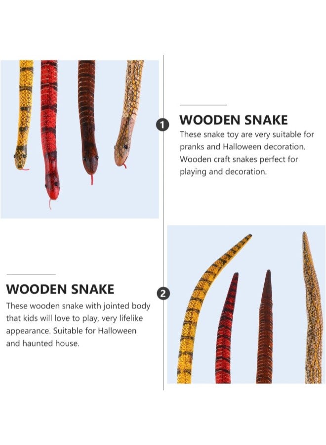 klarako 8Pcs Realistic Snake Toys Wooden Wiggly Snakes Flexible Jointed Lifelike Snakes Wild Life Toys Fake Snake Toy Wood Snake Figure for Halloween Decor Prank Props Random Color  - Image 3