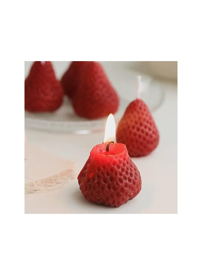 Green Tiger 4 red strawberry shaped aromatherapy candles, cute strawberry shaped air purification deodorizing fruit festival aromatherapy candles, room decoration, aesthetic decoration - Image 4