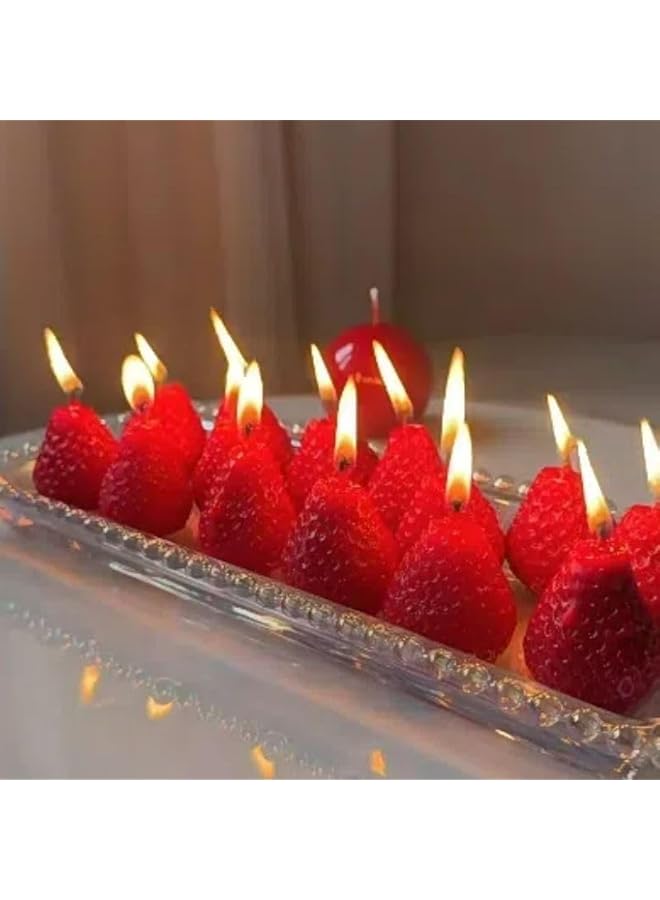 Green Tiger 4 red strawberry shaped aromatherapy candles, cute strawberry shaped air purification deodorizing fruit festival aromatherapy candles, room decoration, aesthetic decoration - Image 2