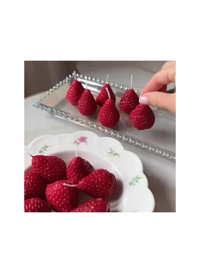 Green Tiger 4 red strawberry shaped aromatherapy candles, cute strawberry shaped air purification deodorizing fruit festival aromatherapy candles, room decoration, aesthetic decoration - Image 3
