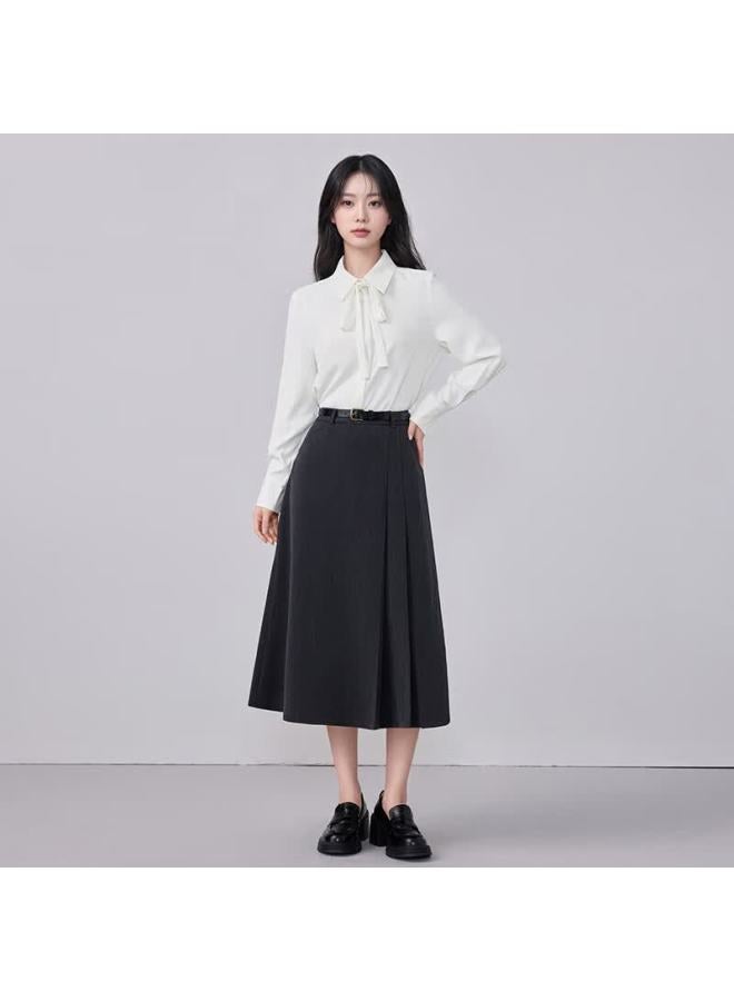 Teluoman Women's White Non-iron Long Sleeve French Bow Tie Shirt Office Ol Blouse Professional Interview Workwear Shirt - Image 3