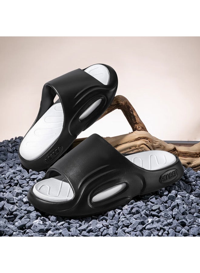 Iqgd Slippers For Men And Women, Home Couple Style, Indoor And Outdoor Shower Sandals, 20007 Black And White, Size 40-41
