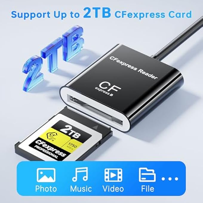 rayihni CFEXPRESS TYPE B CARD READER WITH USB 3.2 (GEN 2) 10GBPS, USB-C & USB-A 2-IN-1 TYPE B CFEXPRESS ADAPTER, CF EXPRESS TYPE B CARD READER COMPATIBLE WITH WINDOWS/MAC/LINUX/ANDROID(NOT FOR XQD CARD) - Image 3