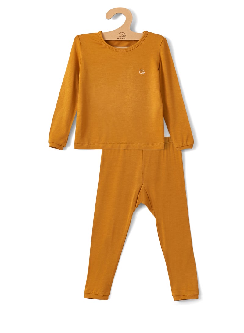 Anvi Baby Bamboo Spandex Pajama 4T Mustard  - Image 2