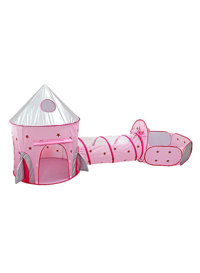 3 in 1 Kids Play Tent Crawl Tunnel and Ball Pit with Basketball Hoop Rocket Space Tent for Kids with Zippered Storage Bag for Boys Girls Toddlers Kids - Image 1