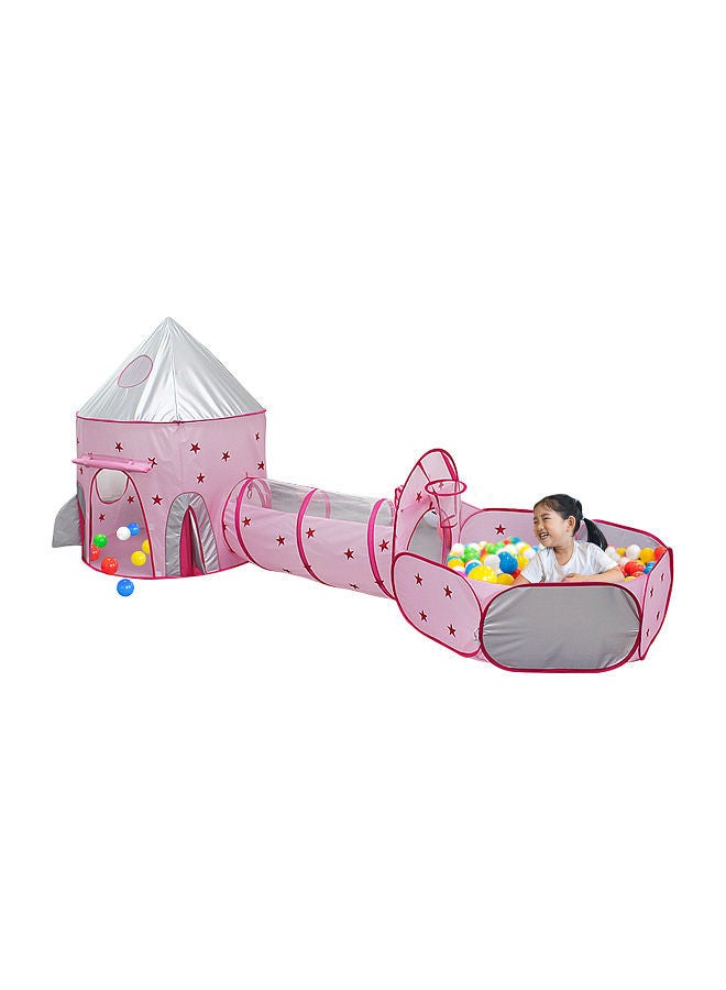 3 in 1 Kids Play Tent Crawl Tunnel and Ball Pit with Basketball Hoop Rocket Space Tent for Kids with Zippered Storage Bag for Boys Girls Toddlers Kids - Image 3