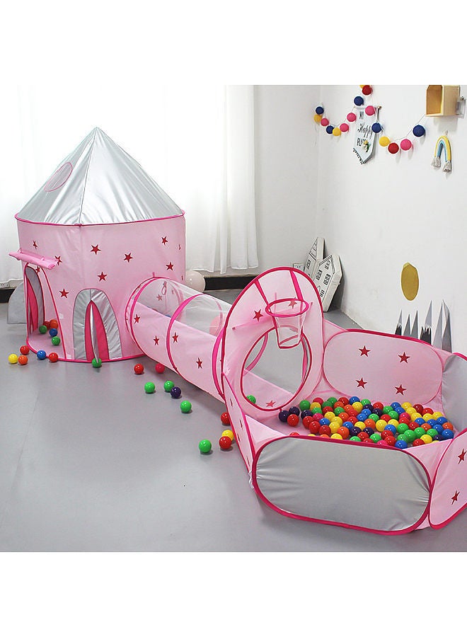 3 in 1 Kids Play Tent Crawl Tunnel and Ball Pit with Basketball Hoop Rocket Space Tent for Kids with Zippered Storage Bag for Boys Girls Toddlers Kids - Image 5
