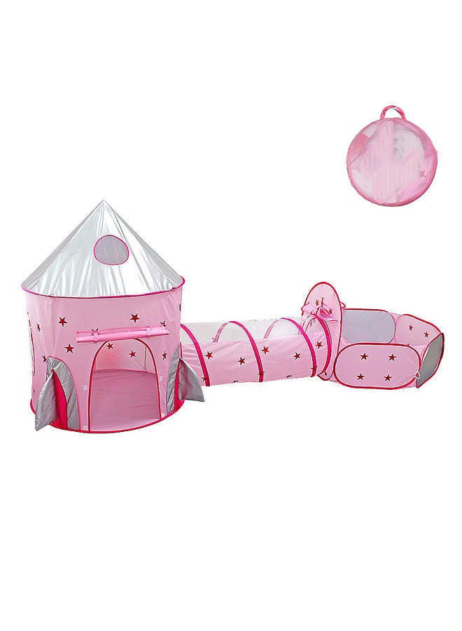 3 in 1 Kids Play Tent Crawl Tunnel and Ball Pit with Basketball Hoop Rocket Space Tent for Kids with Zippered Storage Bag for Boys Girls Toddlers Kids - Image 4