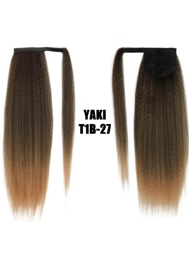 Bluejw Velcro Corn Whisker Horsetail Yaki Kinky Straight Chemical Fiber Wig Horsetail Fluffy Ponytails - Image 1