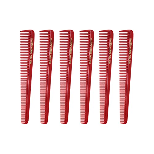 Allegro Combs Allegro 450 Tapered Barber Combs - 6 Pcs. Hair Cutting & Styling Combs for Women & Men - Made in USA (Red) - Image 1