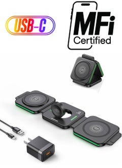 3 in 1 Charging Station for Apple,Magnetic Foldable Charger for Travel,Wireless Charger Pad for iPhone 15/14/13/12/Pro/Max/Mini,AirPods Wireless/Pro,iWatch Ultra/SE/9/8/7/6/5/4/3/2