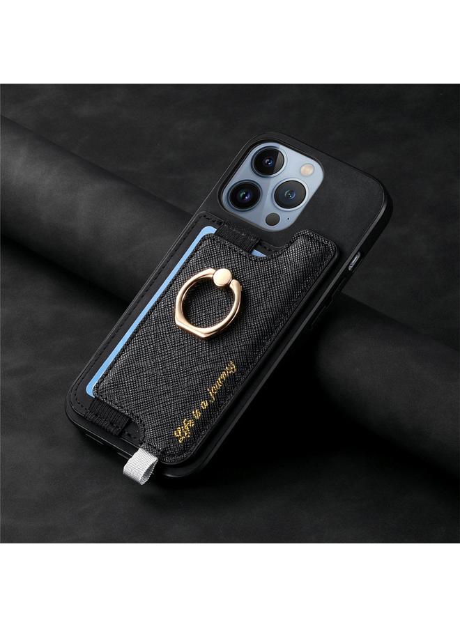 زبون جراب هاتف iPhone 13 Pro Retro Magsafe Cross من الجلد مع حامل حلقي وحقيبة بطاقات - Image 5