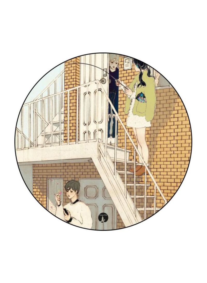 RKN A Boy And A Girl Printed Mouse Pad  Yellow/Green/Black