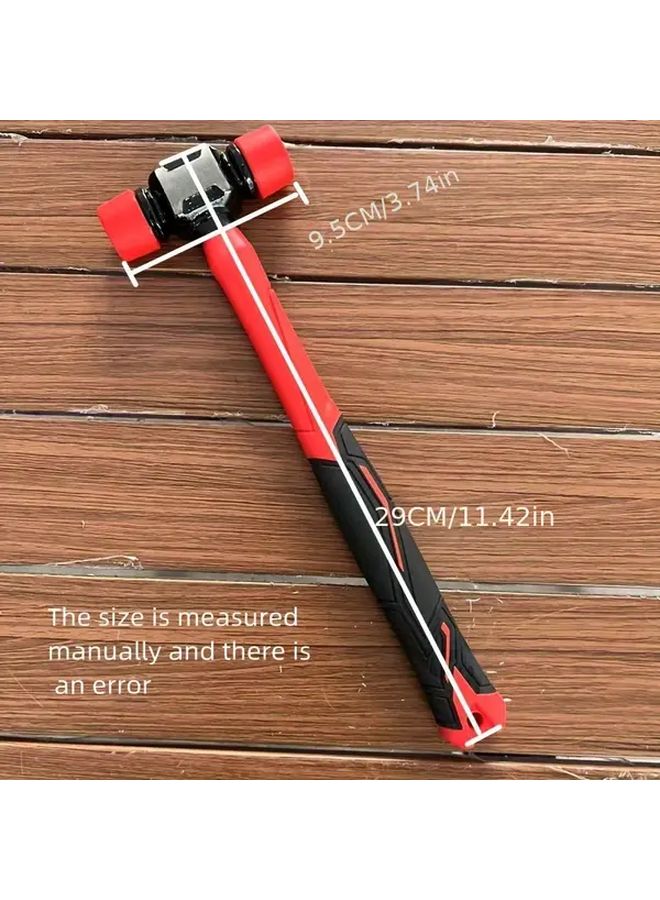 Highly Practical Red Installation Hammer Cast Iron Material Soft Rubber Head No Rebound Ideal For Cabinet Installation Home Repairs Tile Laying Craft Making Daily Maintenance Manufacturing Solid Rubber Headed Hammer - Image 2
