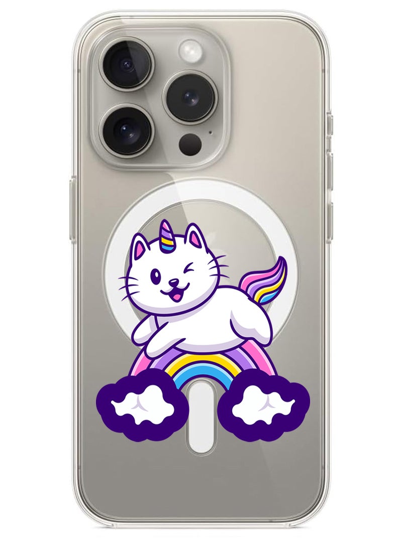 Theodor Magnetic Case for iPhone 15 Pro Max 6.7-inch Compatible with MagSafe Wireless Charging, Shockproof Phone Bumper Cover Cute Unicorn - Image 1