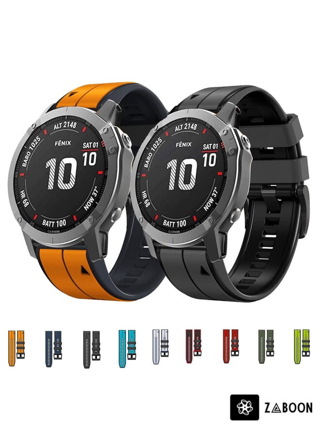 Zaboon Replacement Watch Band For Garmin Fenix 5 Plus 22mm Silicone Sports Two-Color - Image 3