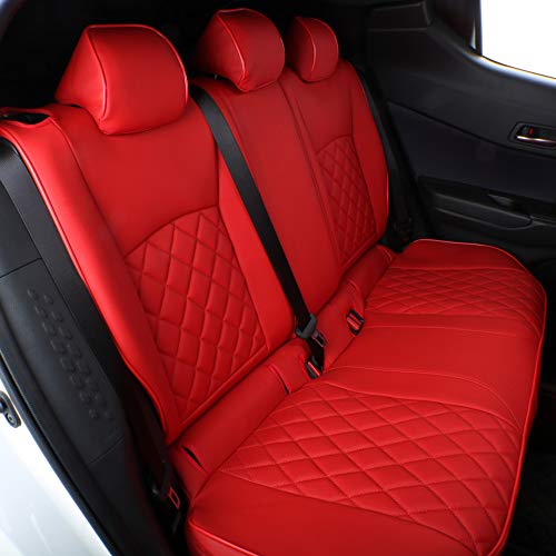 EKR Custom Fit Accord Car Seat Covers for Select Honda Accord EX-L,Touring,Sport,EX,Hybrid 2018 2019 2020 2021 2022(Rear Row W/40/60 Split Backrest) - Leather(Red) - Image 4