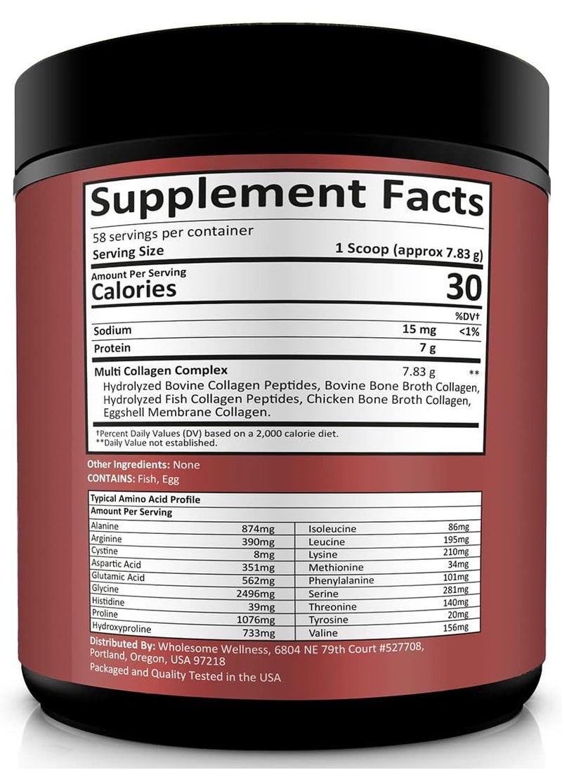 Wholesome Wellness Multi Collagen Protein Powder, Unflavored, 16 oz  - Image 2