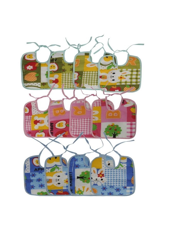 Aarushi Baby Multi Colour Soft Cotton Water Resistance Square Bibs Pack of 12 Print May Very - Image 1