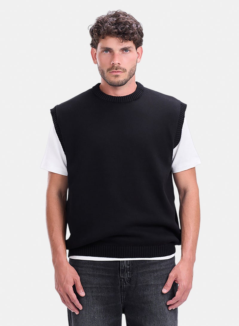 bowline Black Round Knitwear Vest - Image 1