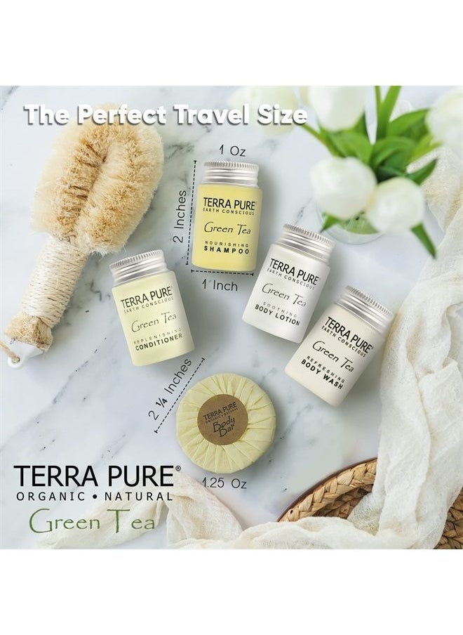 Terra Pure - Hotel Soaps and Toiletries Bulk Set | 1-Shoppe All-In-Kit Amenities for Hotels | 1oz Hotel Shampoo & Conditioner, Body Wash, Body Lotion & 1.25oz Bar Soap Travel Size | 300 Pieces - Image 1