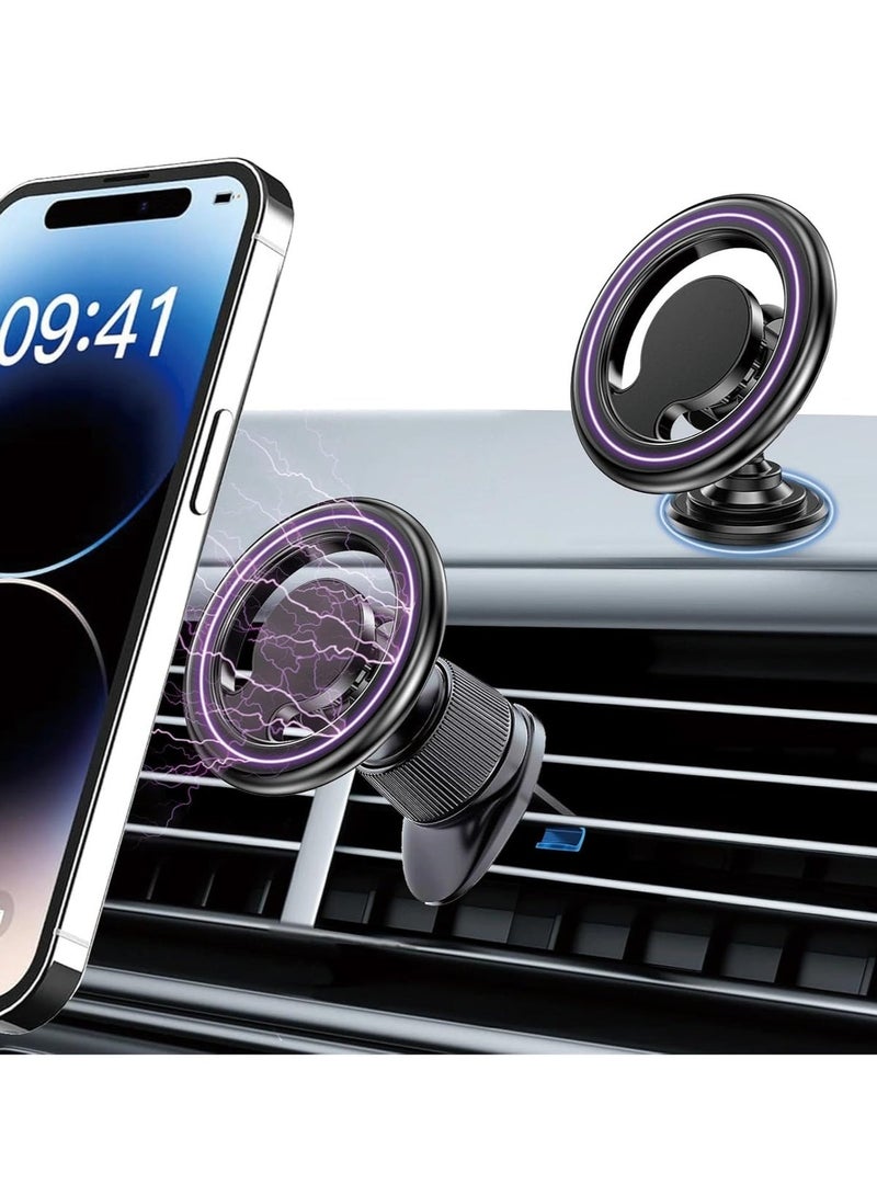 Car Mobile Holder Ultra-stable Car Mount Strong Magnetic Holder for Magsafe Magnet Stand in Car Dashboard Adjustable Bracket for iPhone 16 15 14 Pro Black - Image 1
