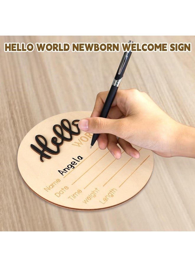 rolyta Baby Announcement Sign,5.9inch Wooden Baby Birth Sign, Newborn Welcome Sign for Photo Prop Baby Shower Nursery Hospital Gift - Image 3