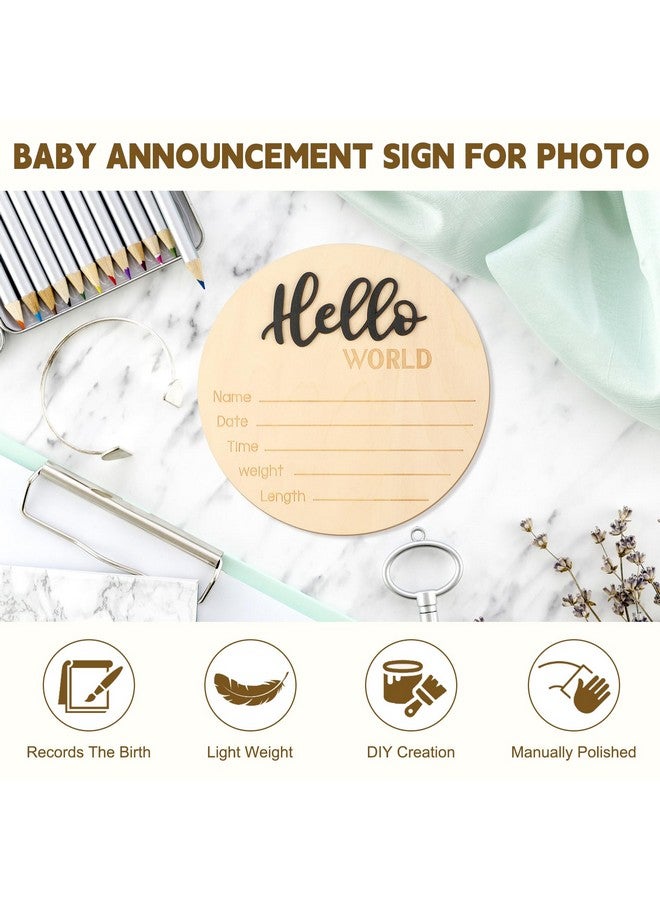 rolyta Baby Announcement Sign,5.9inch Wooden Baby Birth Sign, Newborn Welcome Sign for Photo Prop Baby Shower Nursery Hospital Gift - Image 5