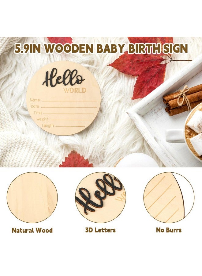 rolyta Baby Announcement Sign,5.9inch Wooden Baby Birth Sign, Newborn Welcome Sign for Photo Prop Baby Shower Nursery Hospital Gift - Image 4
