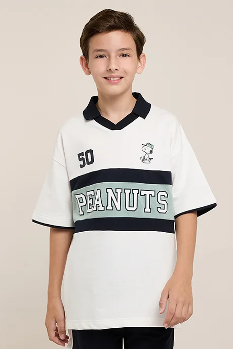 R&B Naruto Print Polo T-Shirt with Short Sleeves