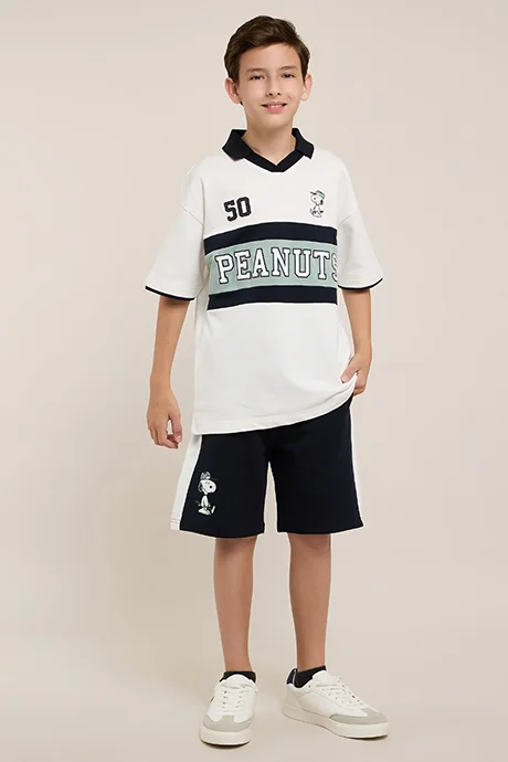 R&B Naruto Print Polo T-Shirt with Short Sleeves