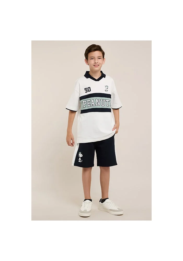أر أند بي Naruto Print Polo T-Shirt with Short Sleeves